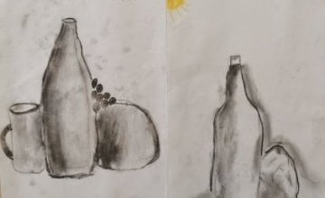 3 B maluje węglem martwą naturę