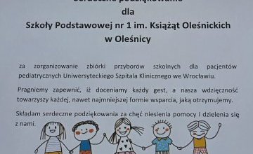 Podziękowania za zorganizowanie zbiórki charytatywnej – Dzień Piżamy